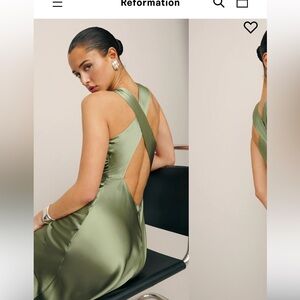 reformation casette silk dress artichoke size 0